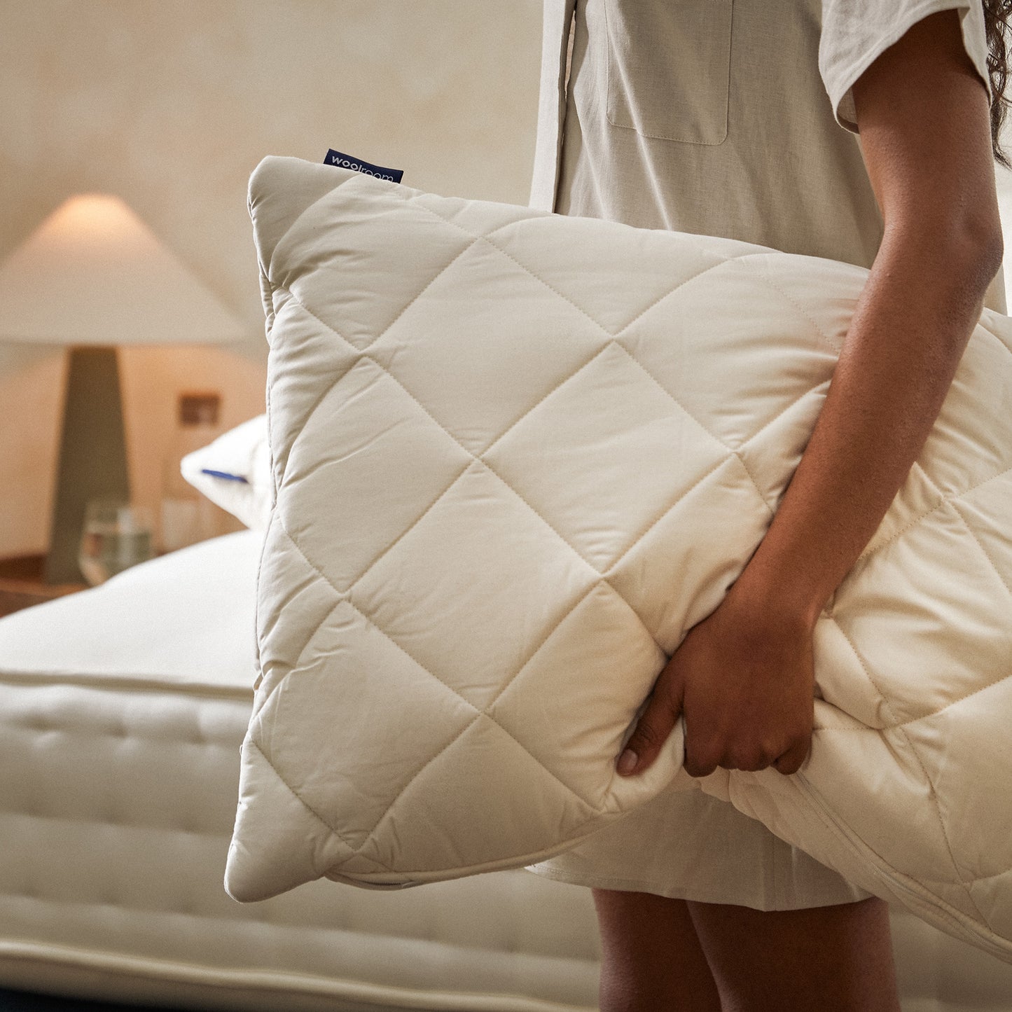 Organic Washable Quilted Wool Pillow Cover - Zipped