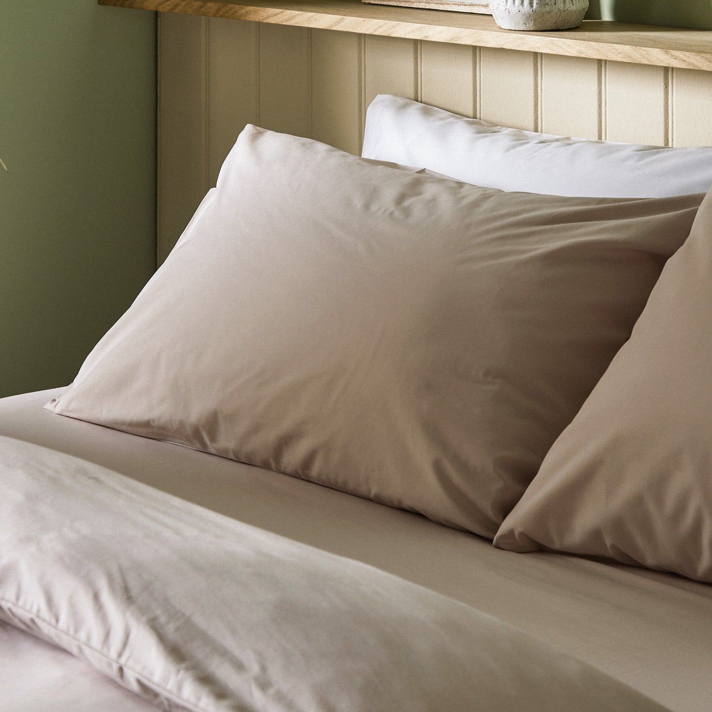 Ensemble de linge de lit en coton biologique Arinta - Amande