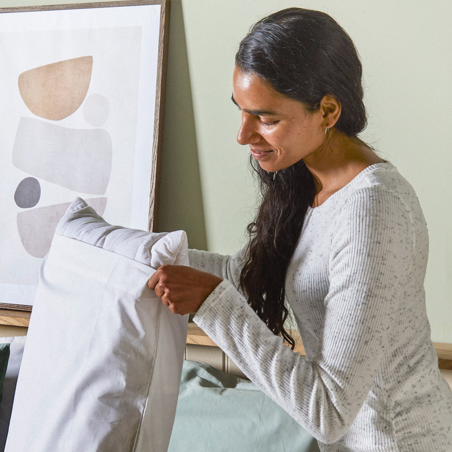 Ensemble de linge de lit en coton biologique Arinta - Blanc