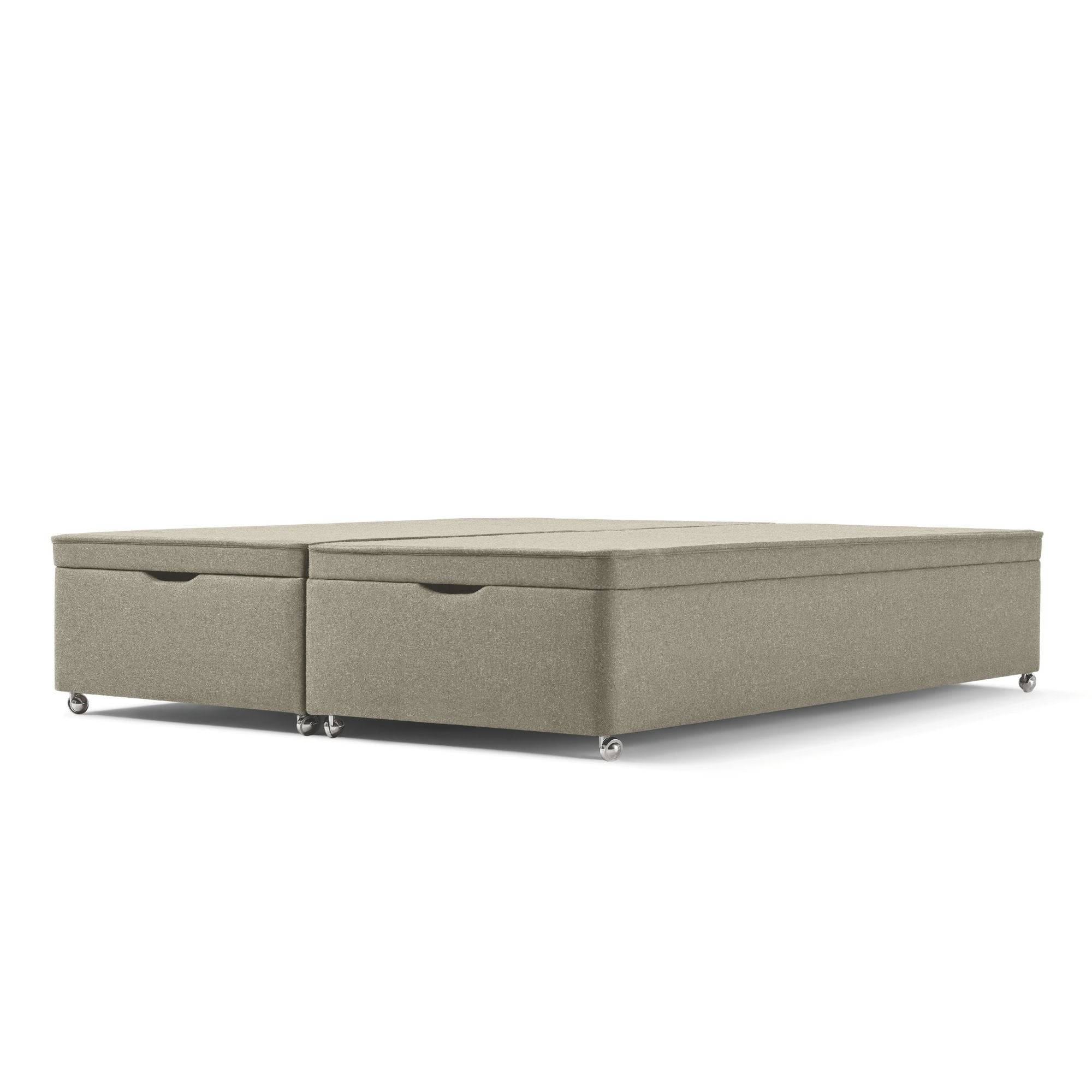 The Kingston Upholstered Ottoman Divan in Light Grey with silver castors has the most storage, perfect for all spaces.