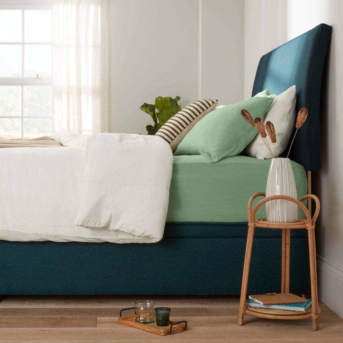 Kingston Upholstered Ottoman Divan - Walnut – natural divans by Woolroom