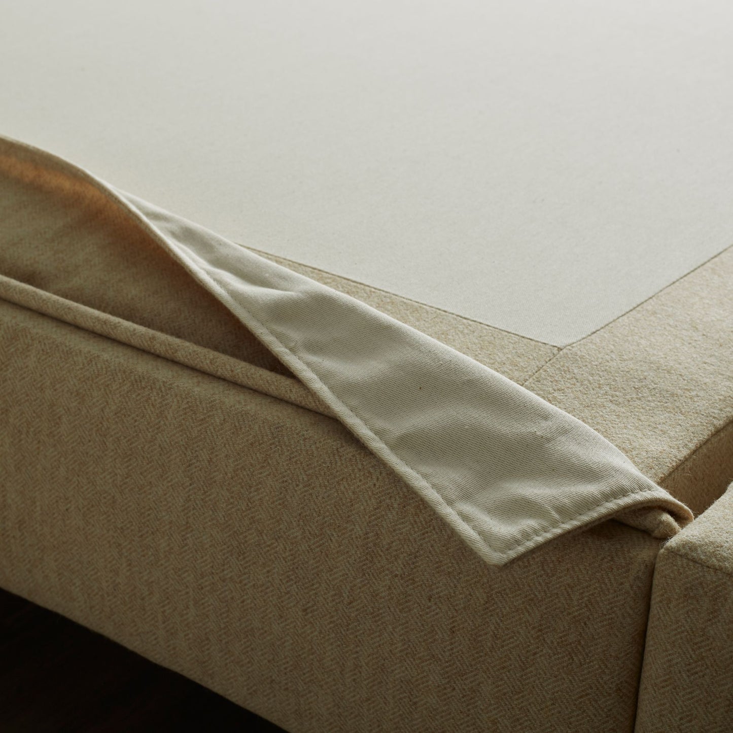 Close-up of Sophia Upholstered Bedstead by Woolroom – sustainable bedsteads