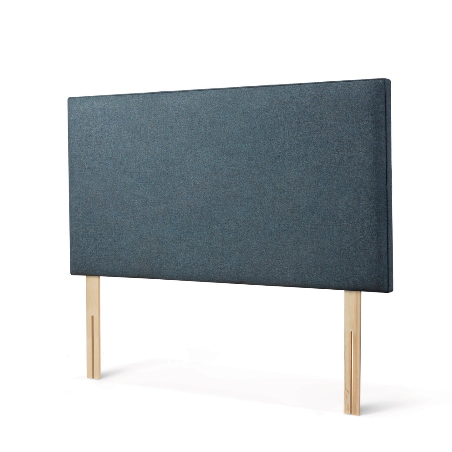 The Woolroom Broadway Strutted Headboard in Hemlock blue upholstery is a stylish bed-fix bed addition to a bed.