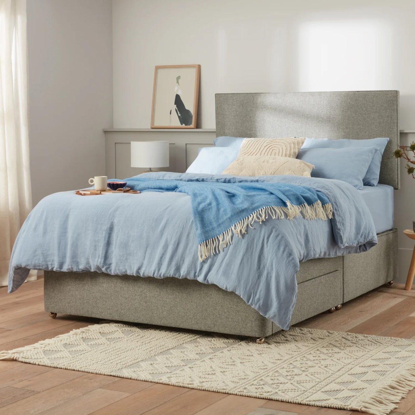 Woolroom Broadway Strutted Headboard - Light Grey – crafted from natural materials for comfort