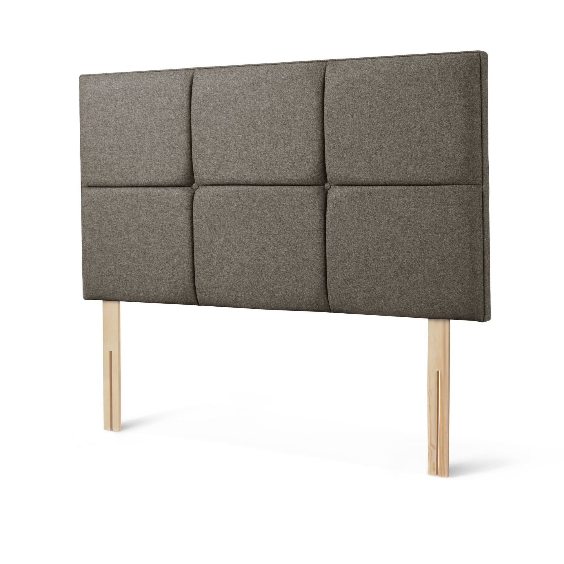 The Woolroom Goddards Strutted Headboard in dark grey has upholstered panels and is a bed-fixed option for a bed.