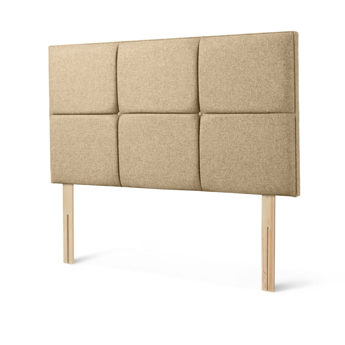 The Woolroom Goddards Strutted Headboard in Walnut brown has upholstered panels and is a bed-fixed option for a bed.