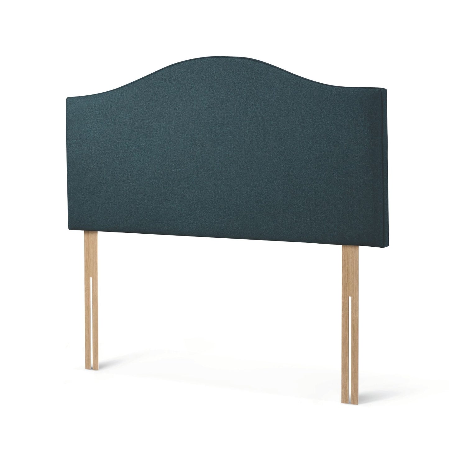 The Woolroom Hidcote Strutted Headboard in Pine dark green is a classic curved and upholstered bed-fix option for any bed.