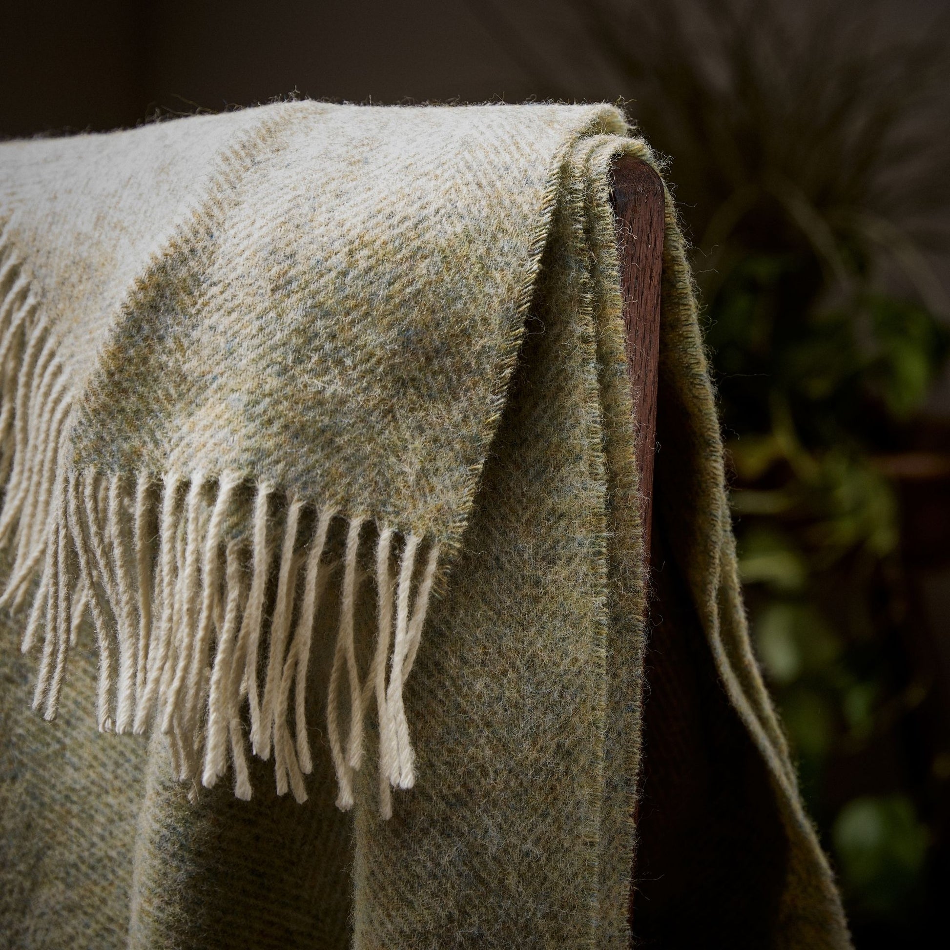 Product image of Herringbone Shetland Wool Throw - Light Sage by Woolroom – premium wool throws
