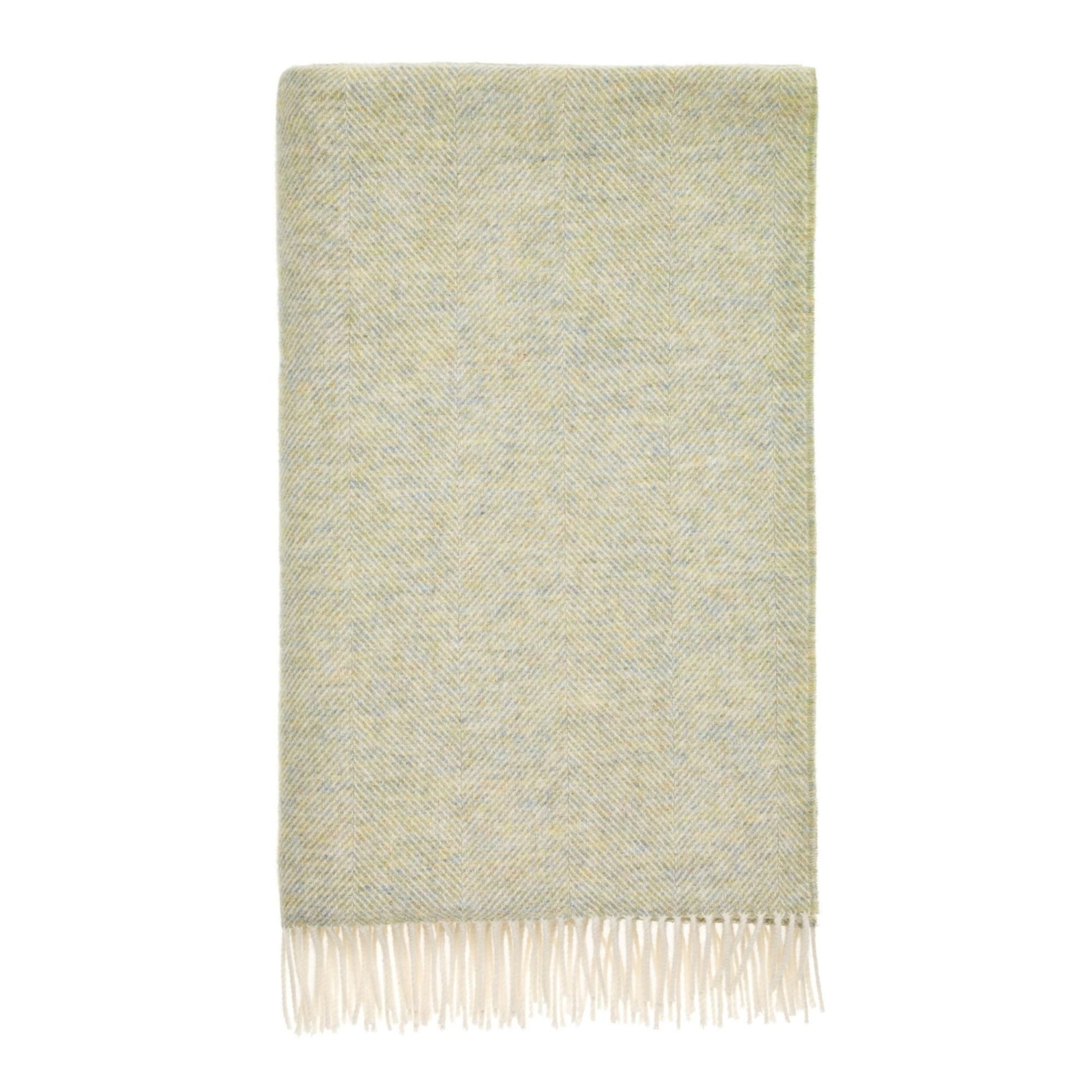 Herringbone Shetland Wool Throw - Light Sage from Woolroom – natural wool throws for better sleep