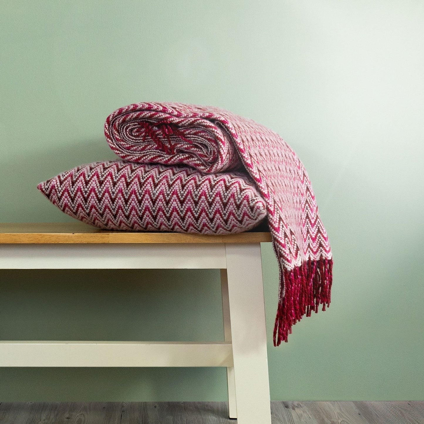 Product image of Shady Wave Wool Throw - Pink by Woolroom – premium wool throws