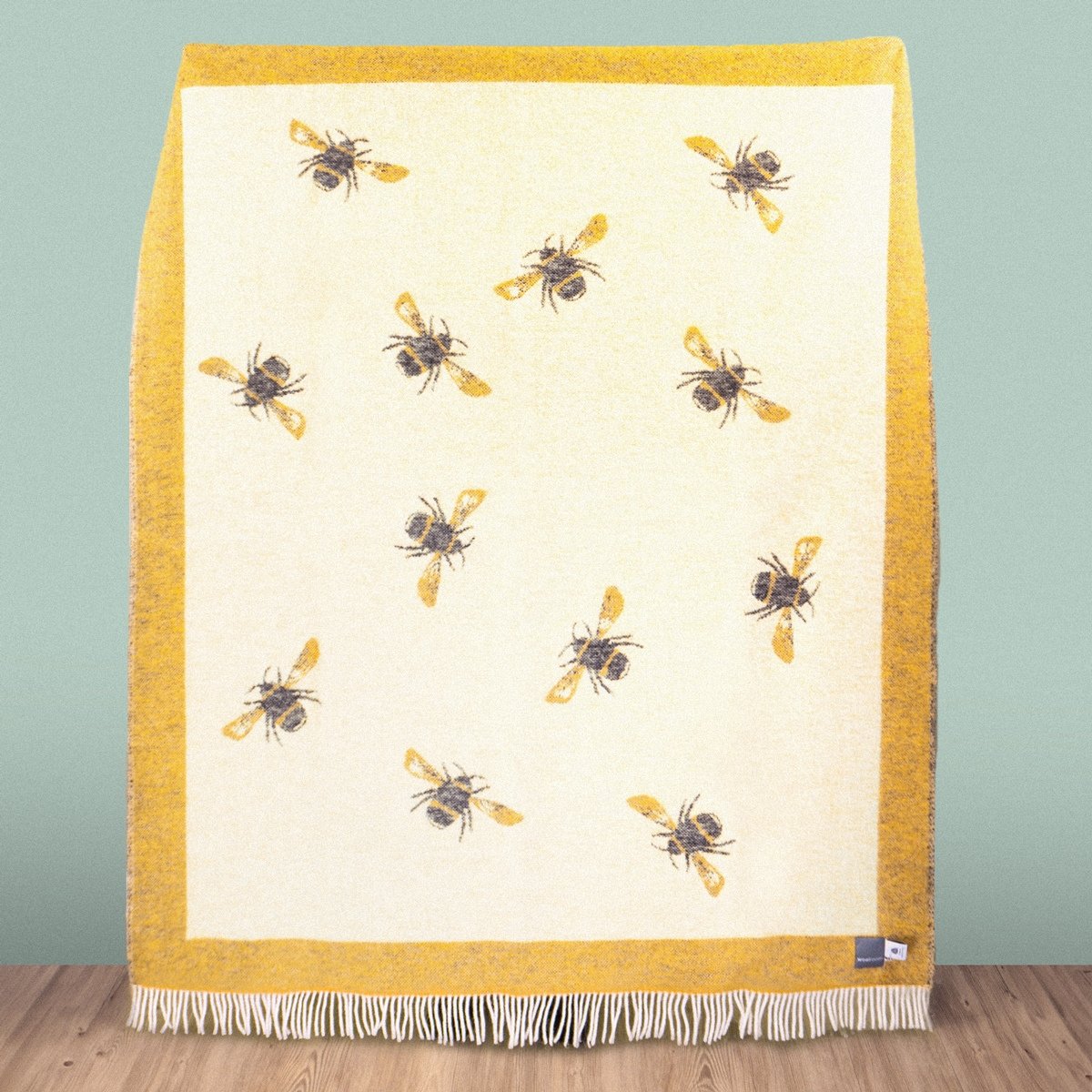 Close-up of Wild and Wool Bee Wool Throw - Yellow and Black by Woolroom – sustainable wool throws