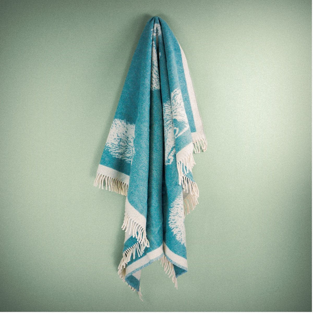 Wild and Wool Hedgehog Wool Throw - Teal from Woolroom – natural wool throws for better sleep