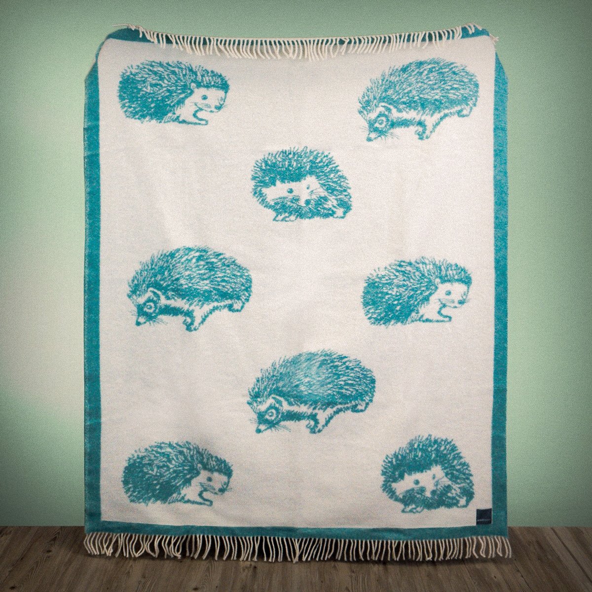Close-up of Wild and Wool Hedgehog Wool Throw - Teal by Woolroom – sustainable wool throws