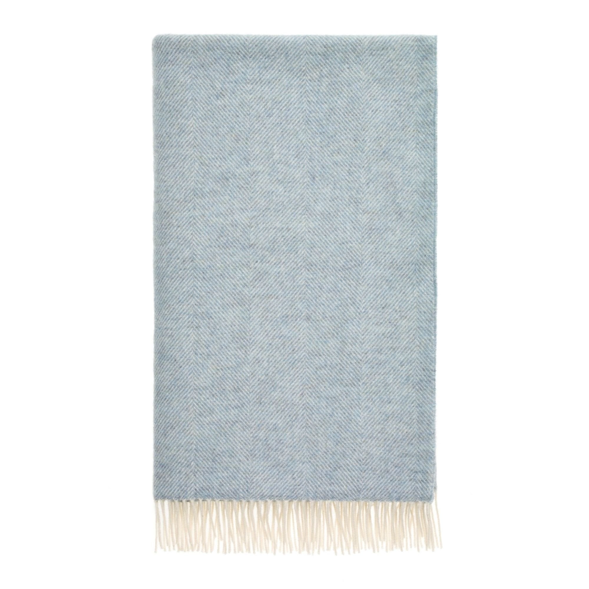Product image of Herringbone Shetland Wool Throw - Duck Egg by Woolroom – premium wool throws