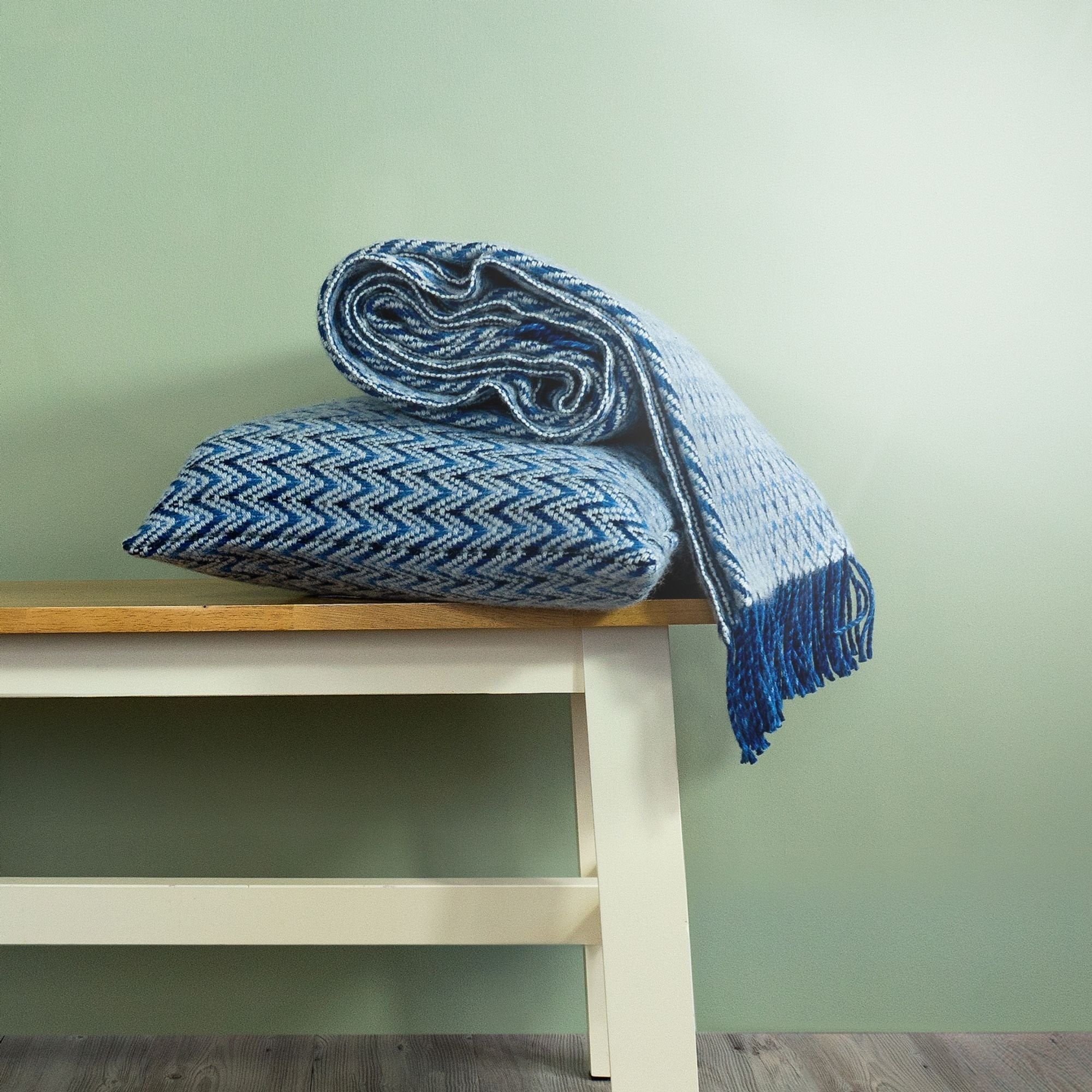 Product image of Shady Wave Wool Cushon Cover - Blue by Woolroom – premium wool cushions