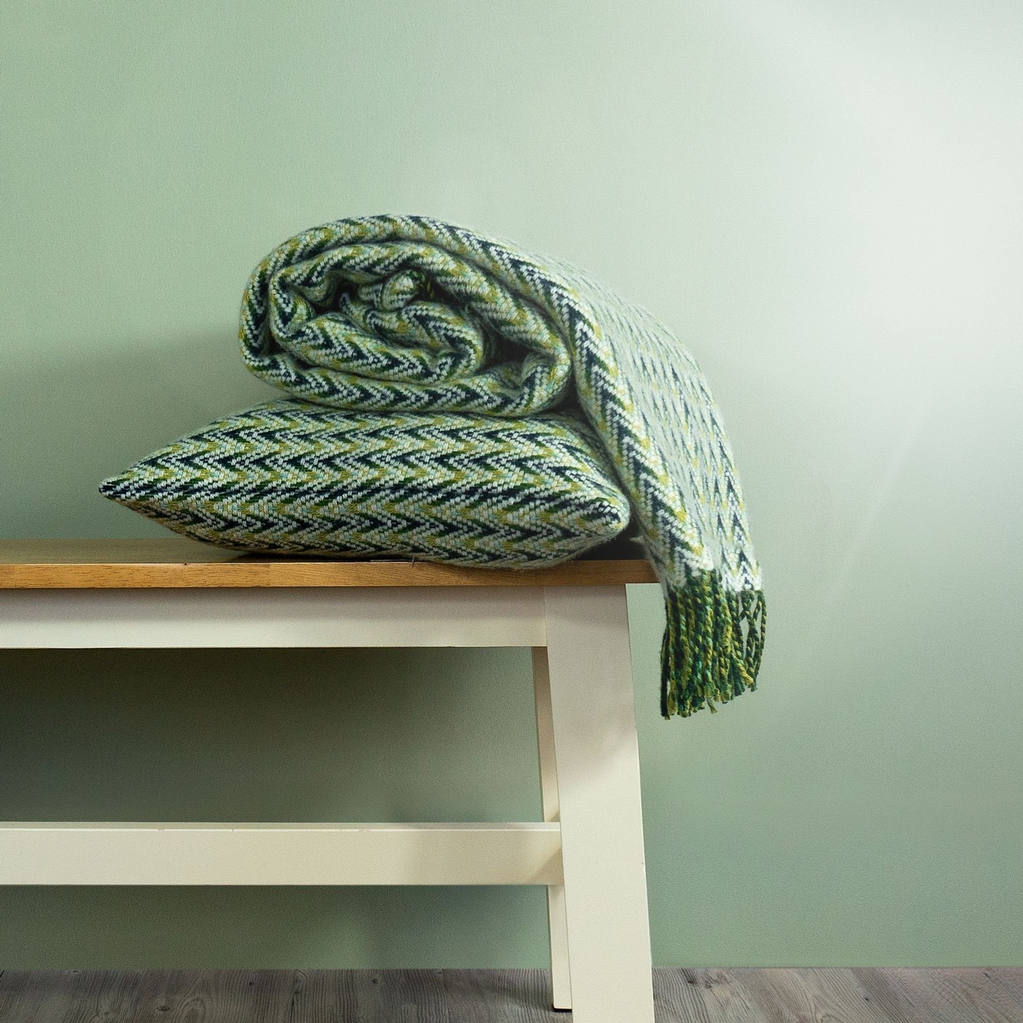 Product image of Shady Wave Wool Cushon Cover - Green by Woolroom – premium wool cushions