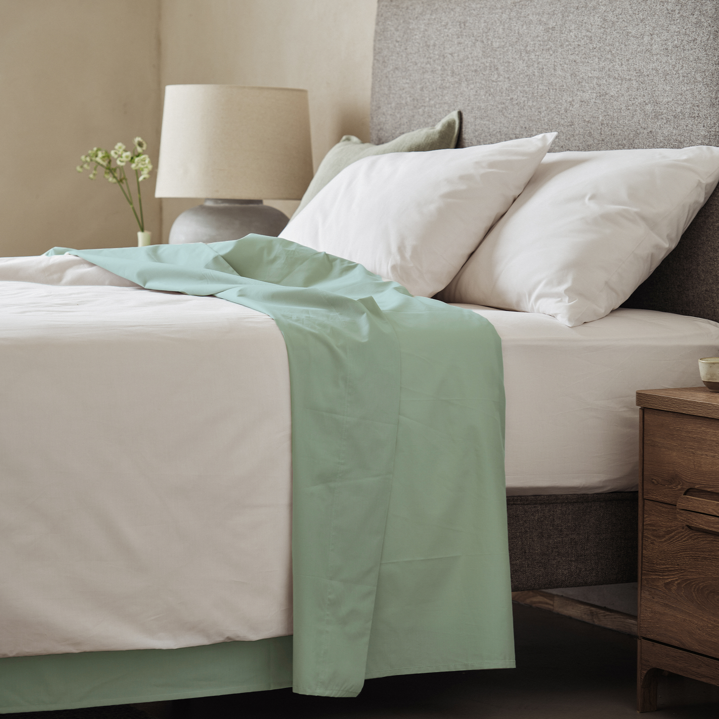 Arinta Organic Cotton Flat/Top Sheet - Pistachio