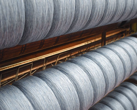 close up of Woolroom throw being made on big wheel