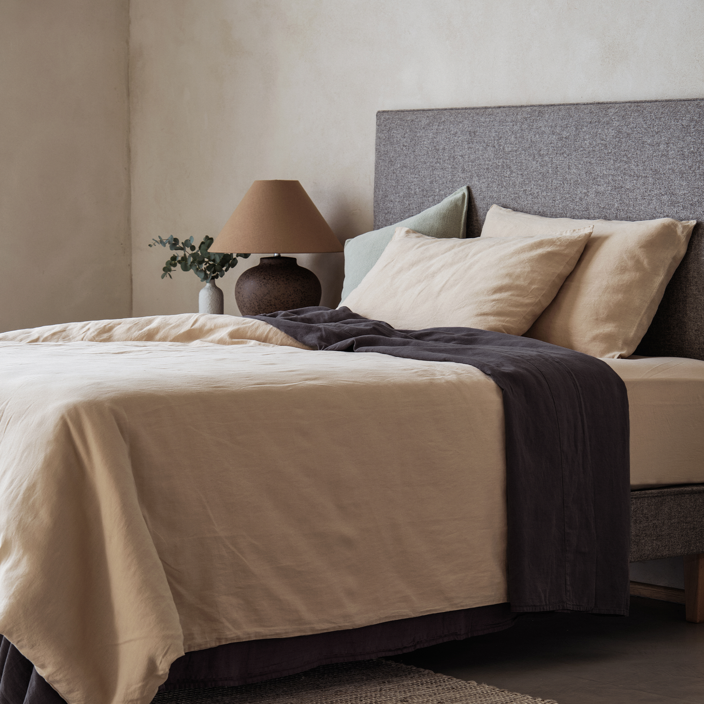 Mariana Linen Blend Flat/Top Sheet - Charcoal