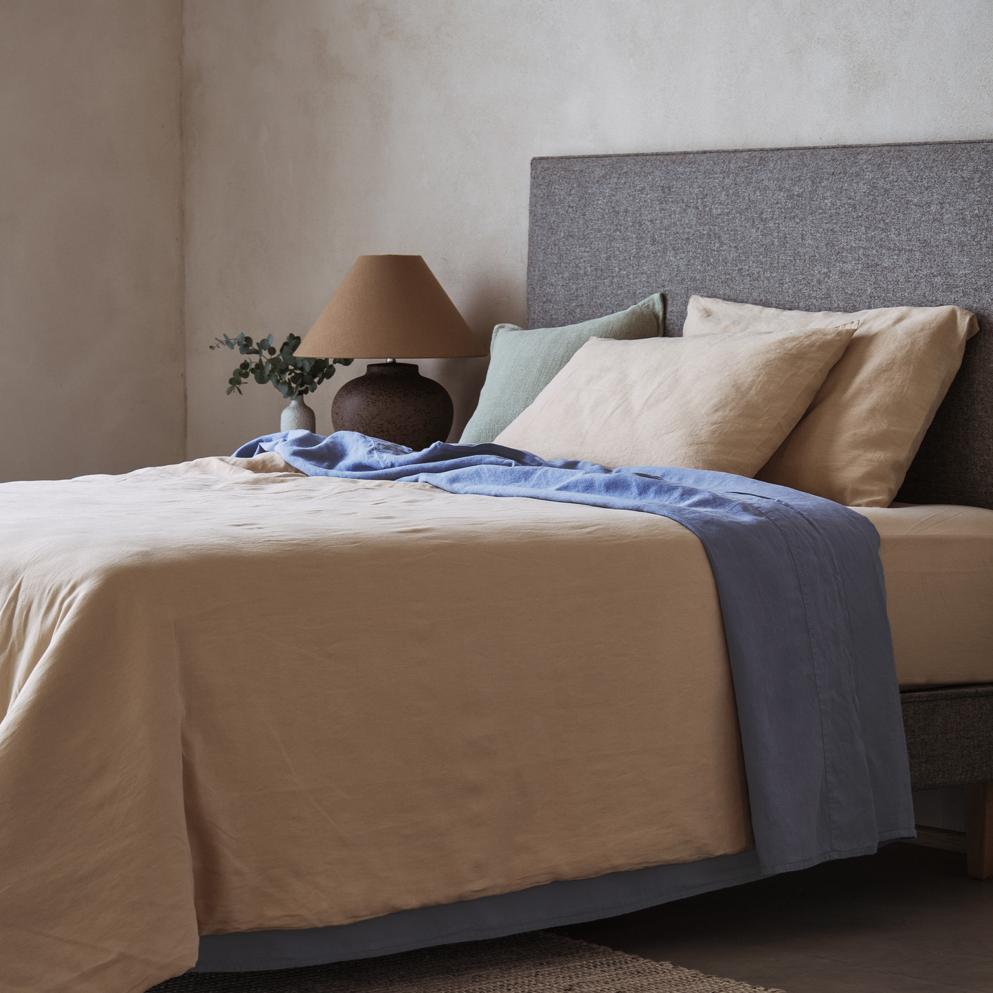 Mariana Linen Blend Flat Sheet - Cornflower