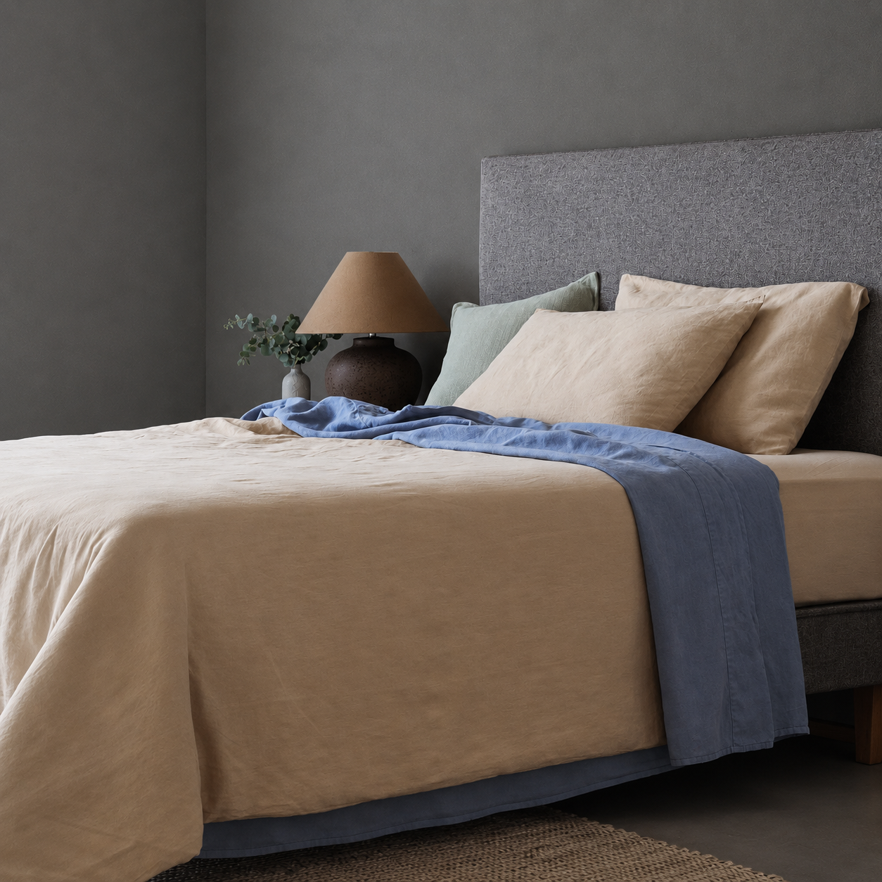 Mariana Linen Blend Flat Sheet - Cornflower