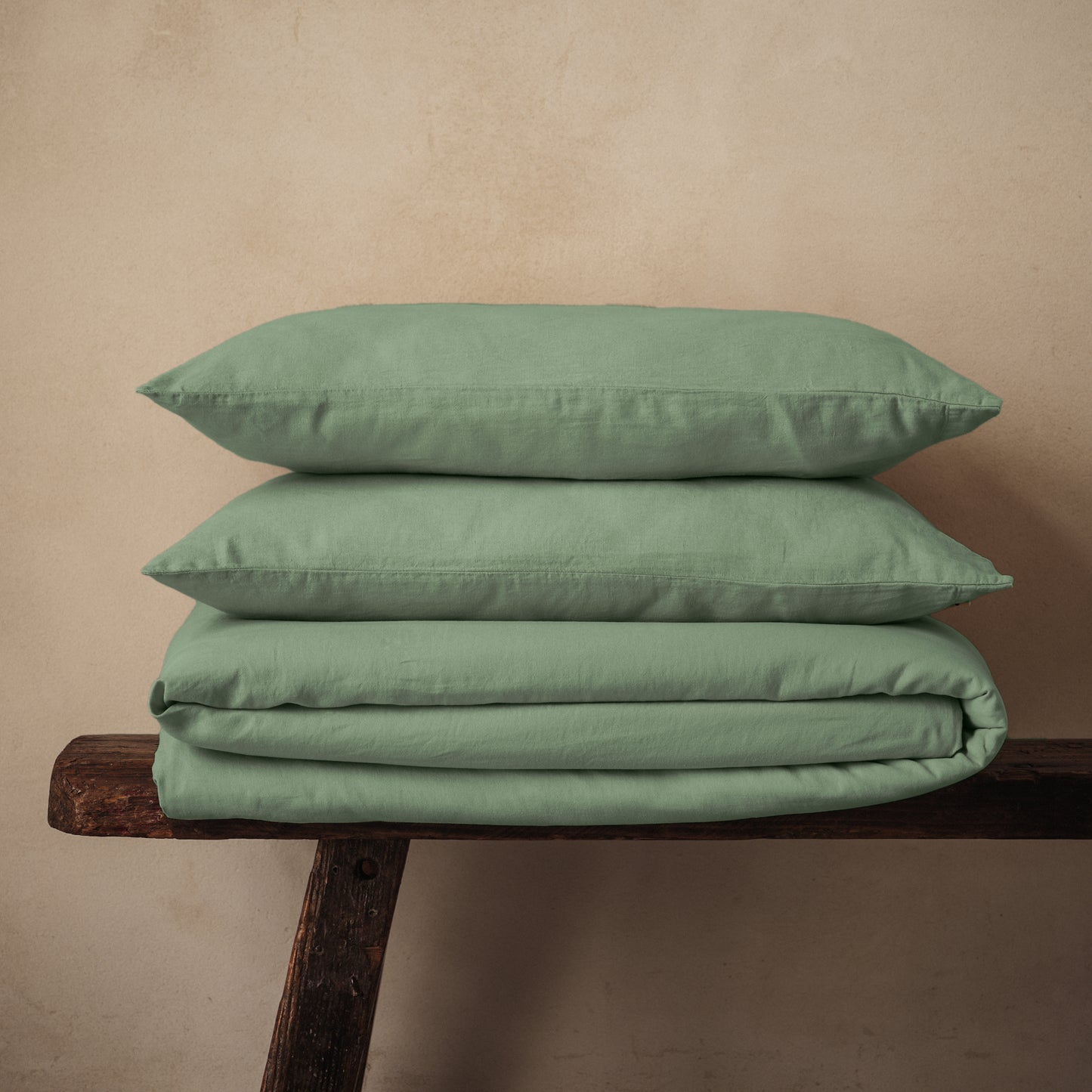 Parure de lit Mariana en lin mélangé - Sauge