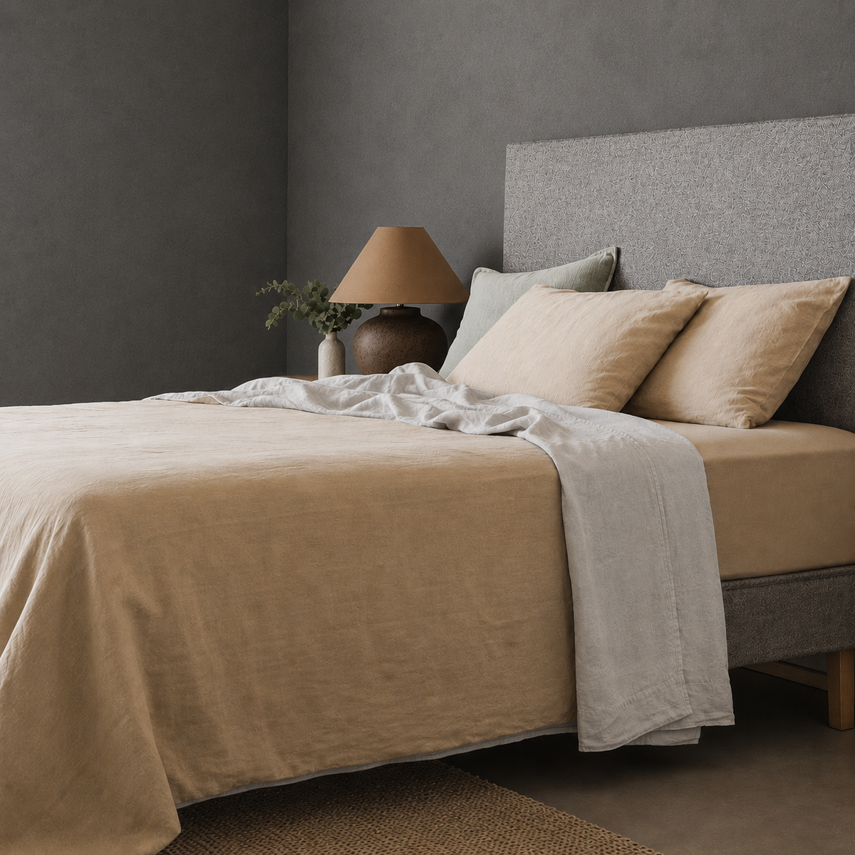Mariana Linen Blend Flat Sheet - Pebble
