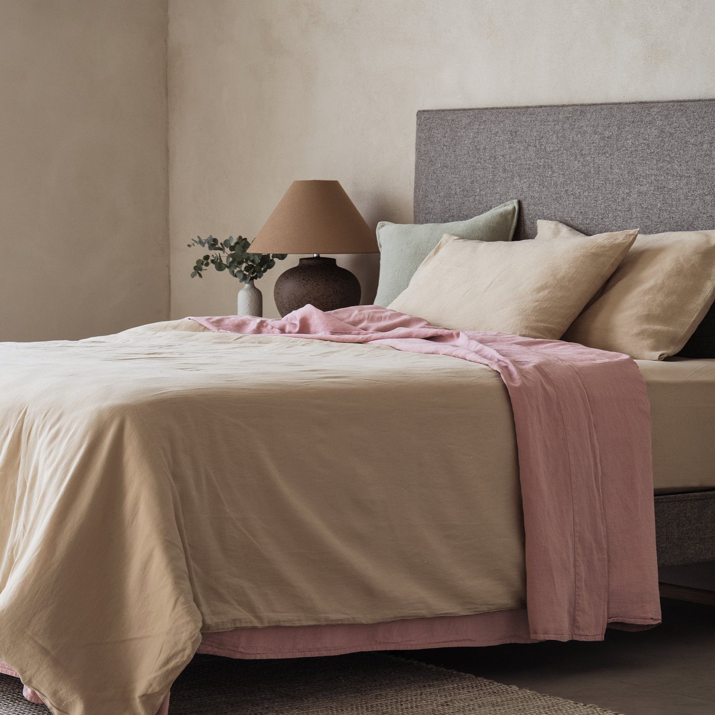 Mariana Linen Blend Flat Sheet - Rose
