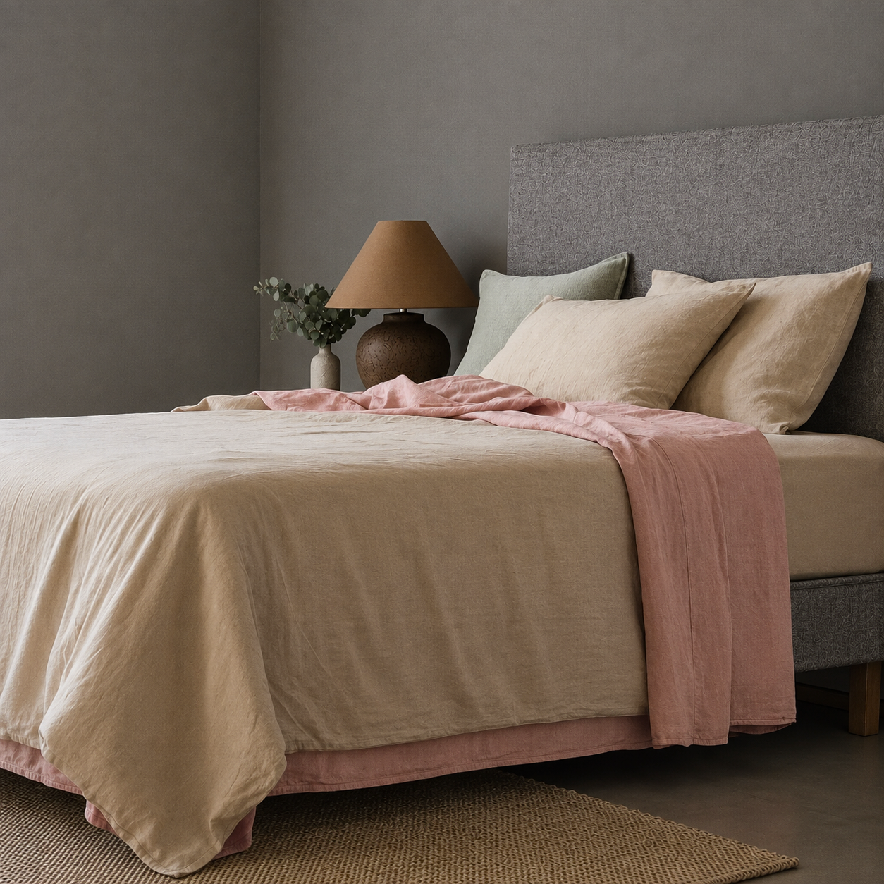 Mariana Linen Blend Flat Sheet - Rose