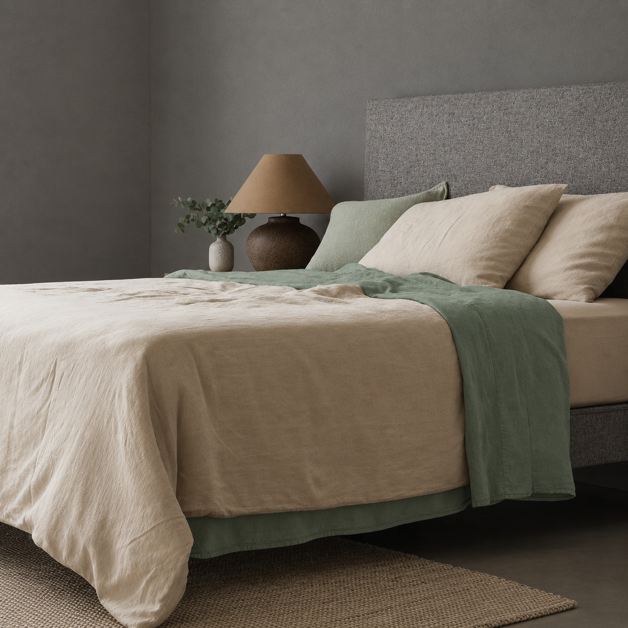 Mariana Linen Blend Flat Sheet - Sage