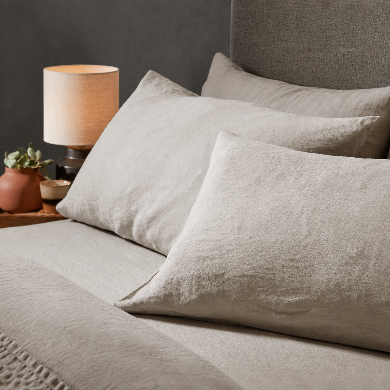 Mariana Linen Blend Duvet Set - Pebble