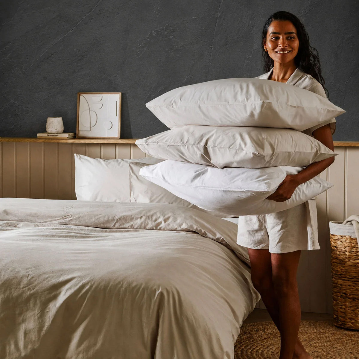 Arinta Organic Cotton Comforter Cover - Almond