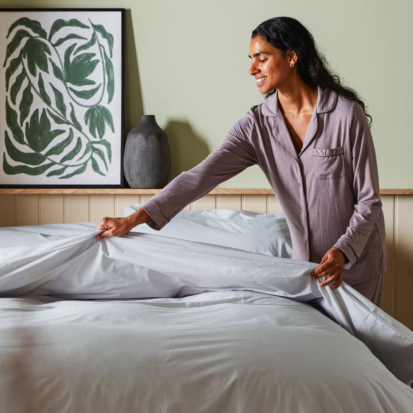 Arinta Organic Cotton Comforter Cover - Earl Grey from Woolroom – natural bed linen for better sleep