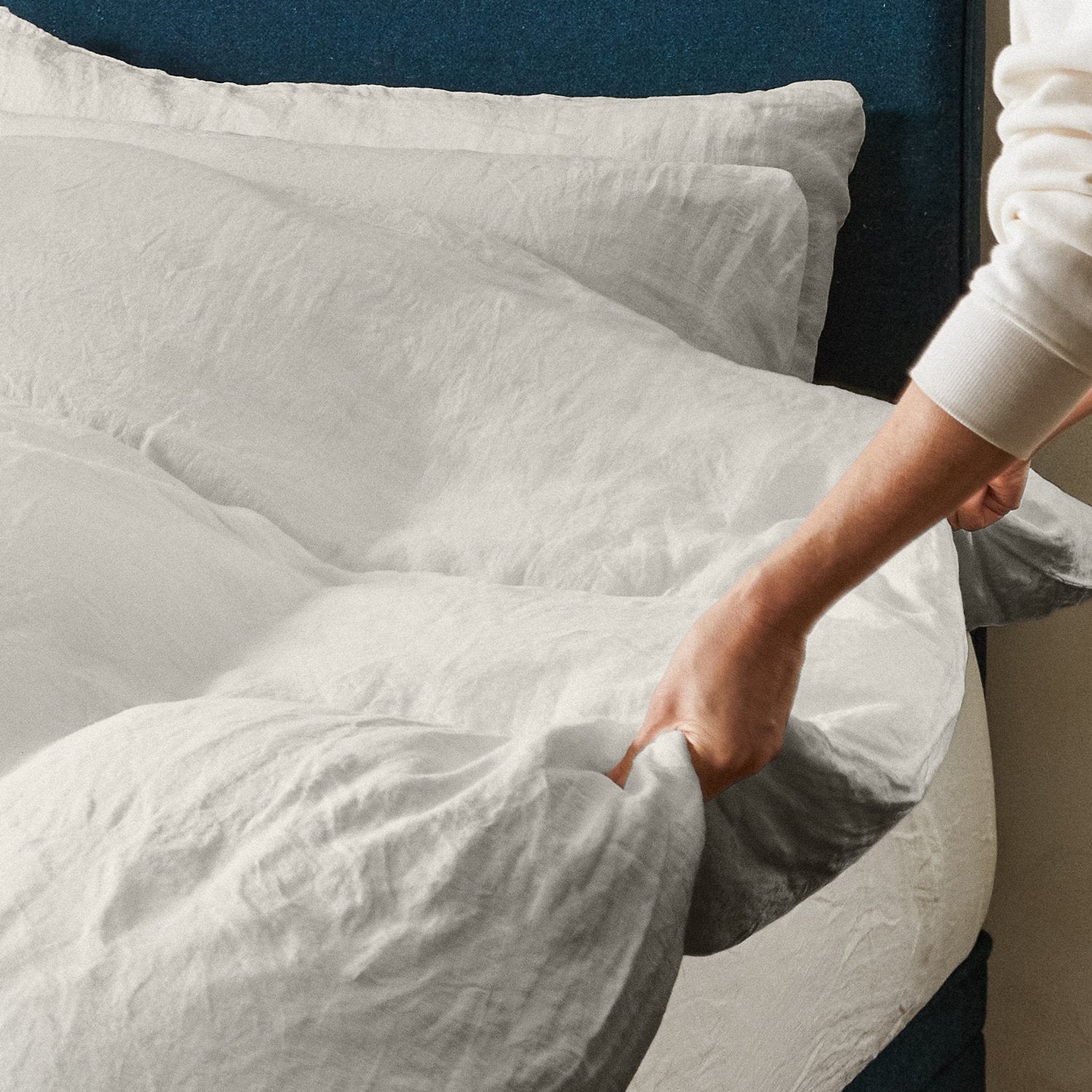 Mariana Linen Blend Comforter Cover - Pebble from Woolroom – natural linen for better sleep