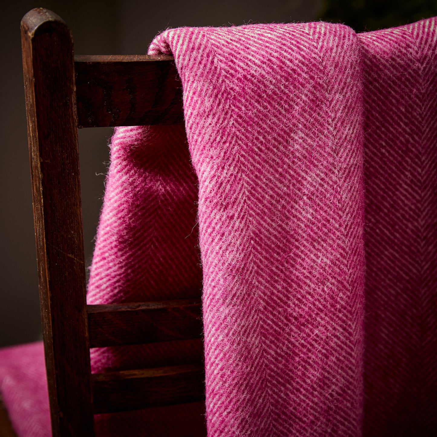 Product image of Herringbone Shetland Wool Throw - Fuchsia by Woolroom – premium wool throws