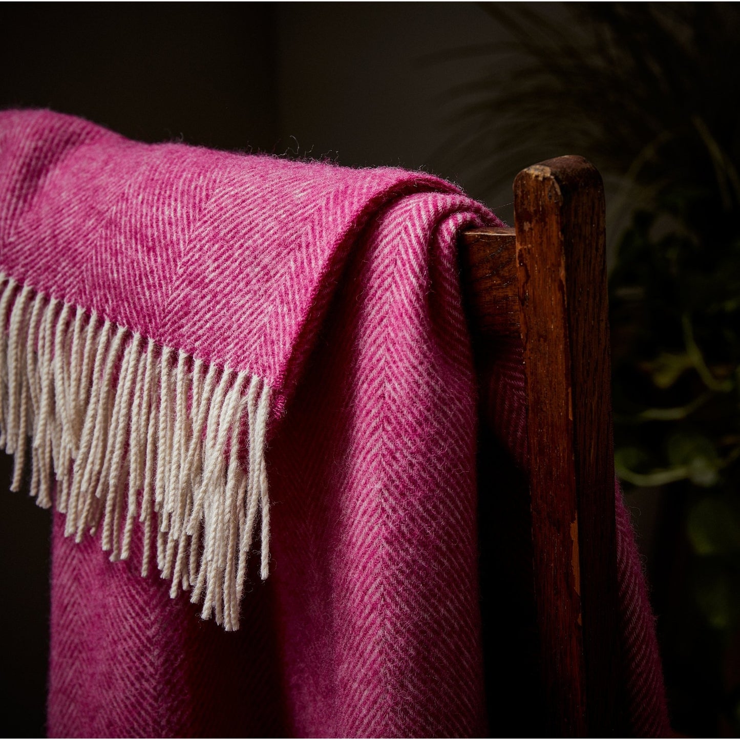 Herringbone Shetland Wool Throw - Fuchsia from Woolroom – natural wool throws for better sleep