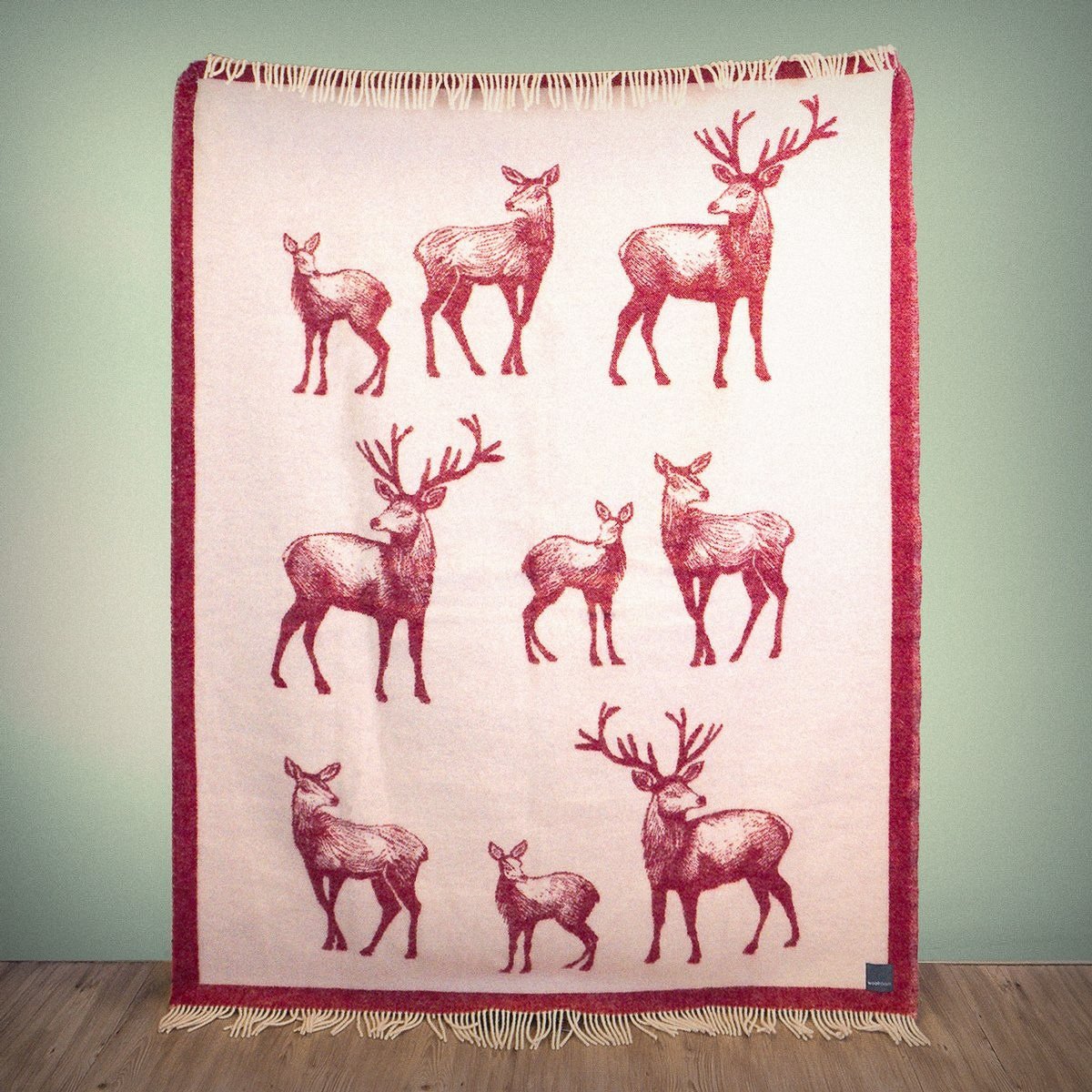 Close-up of Wild and Wool Deer Wool Throw - Berry by Woolroom – sustainable wool throws