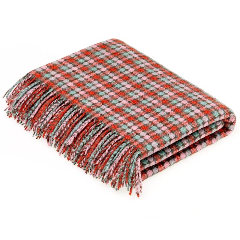 Chicago Wool Throw - Flamingo/Aqua
