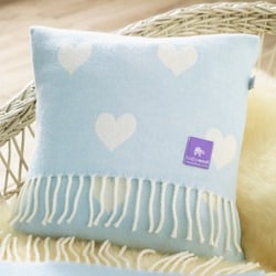 Wool Baby Cushion, Blue Hearts Merino