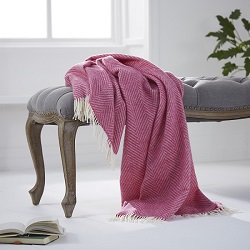 Herringbone Wool Throw - Cerise