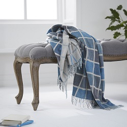 Multiblock Merino Wool Throw - Aqua