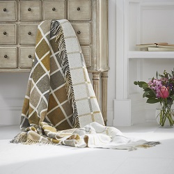 Multiblock Merino Wool Throw - Mustard