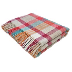 Melbourne Wool Throw - Brick/Aqua
