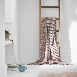 Milan Wool Throw - Brick/Aqua