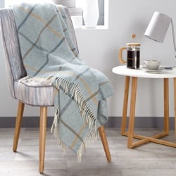 Windowpane Wool Throw - Aqua