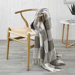 Checkerboard Wool Throw - Beige