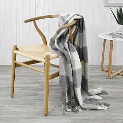 Checkerboard Wool Throw - Grey