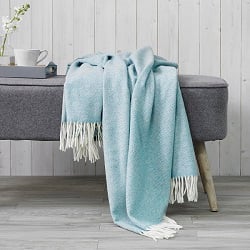 Parquet Merino Wool Throw - Aqua