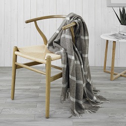 Windowpane Wool Throw - Beige