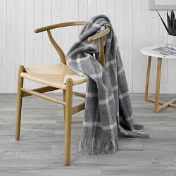 Windowpane Wool Throw - Grey